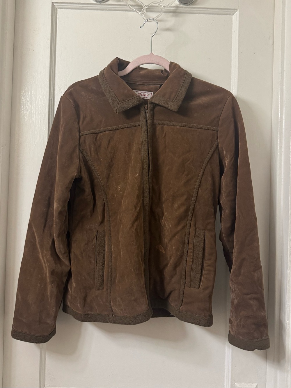 Che-Bella Women's Brown Suede Zip Jacket